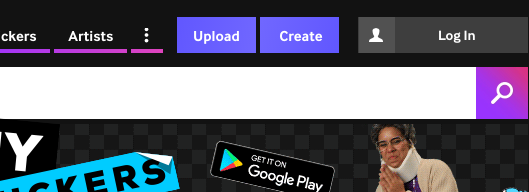 Giphy's upload/create buttons